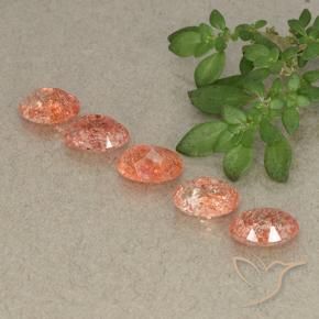 Sunstone Gemstones in 7 x 5 mm (calibrated) Size for Sale, Sunstone Stones in Medium Orange Color
