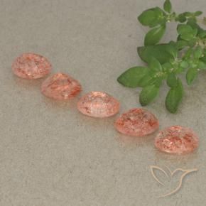 Sunstone Gemstones in 7.1 x 5.3 mm Size for Sale, Sunstone Stones in Peach Orange Color