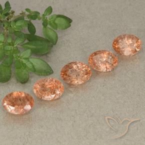 3.94 ctw Orange Sunstone Stones, Natural Sunstone in Oval Facet Shape for Sale
