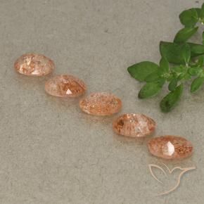 Sunstone Gemstones in 7 x 5 mm (calibrated) Size for Sale, Sunstone Stones in Reddish Orange Color
