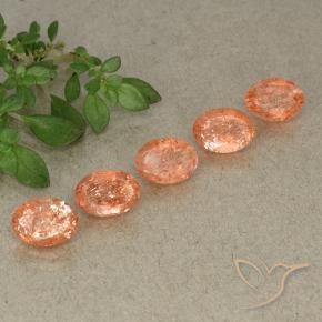 4.31 ctw Orange Sunstone Stones, Natural Sunstone in Oval Facet Shape for Sale