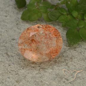 4.28 ct Orange Sunstone Stone, Natural Sunstone in Oval Facet Shape for Sale