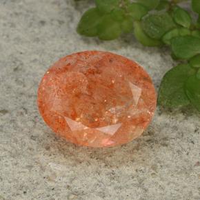 Medium-Light Orange Sunstone Gem - 4.7ct Oval Facet (ID: 493811)