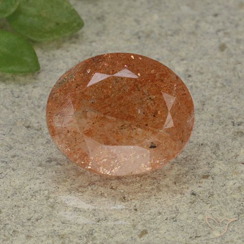 4.34ct Natural Reddish Orange Sunstone, Oval, Translucent