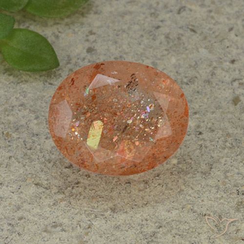 4.9 ct Orange Sunstone, 11.9 x 9.8 mm Oval Cut From India, Photo A