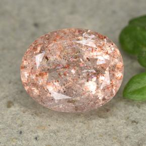 Перскиково-оранжевый Солнечный Камень Камень - 5.1ct Фасетный Овал (ID: 493890)