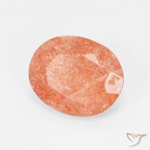 3.87 ct Orange Sunstone Stone, Natural Sunstone in Oval Facet Shape for Sale