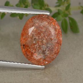 4.31 ct Orange Sunstone Stone, Natural Sunstone in Oval Facet Shape for Sale