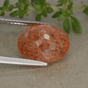 Sunstone Gemstone in 12 x 10 mm (calibrated) Size for Sale, Sunstone Stone in Grapefruit Orange Color