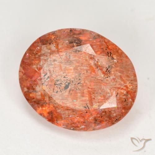 3.69 ct Orange Sunstone Stone, Natural Sunstone in Oval Facet Shape for Sale