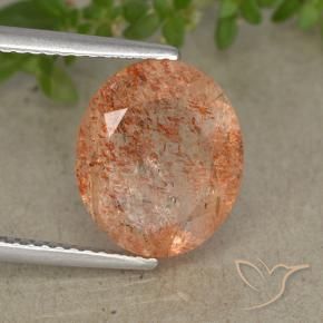 3.90 ct Orange Sunstone Stone, Natural Sunstone in Oval Facet Shape for Sale