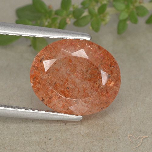Grapefruit Orange Sunstone Gem - 3.8ct Oval Facet (ID: 494203)