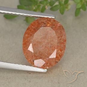 3.83 ct Orange Sunstone Stone, Natural Sunstone in Oval Facet Shape for Sale