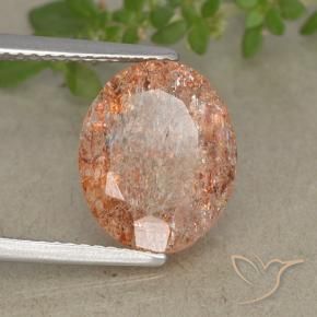 3.73 ct Orange Sunstone Stone, Natural Sunstone in Oval Facet Shape for Sale