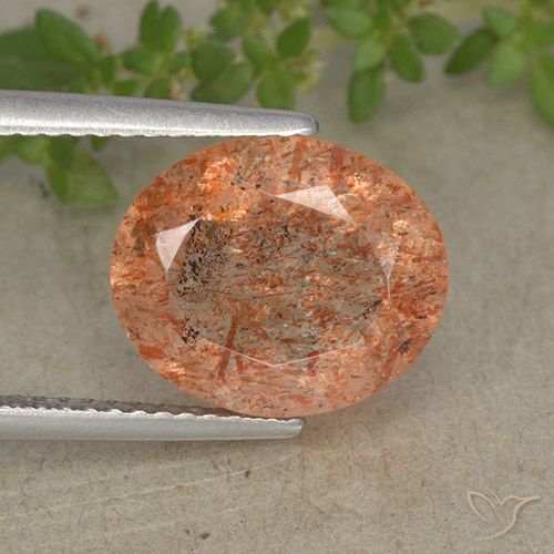 Pietra solare arancione da 4,87 ct, taglio ovale da 12 x 10 mm dall'India, Photo A