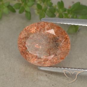 4.87 ct Orange Sunstone Stone, Natural Sunstone in Oval Facet Shape for Sale