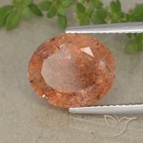4.32 ct Orange Sunstone Stone, Natural Sunstone in Oval Facet Shape for Sale