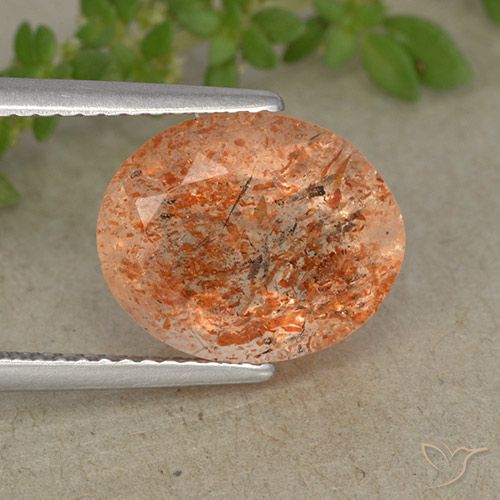 4,37 ct orangefarbener Sonnenstein, 12,1 x 9,9 mm Ovalschliff aus Indien, Photo A