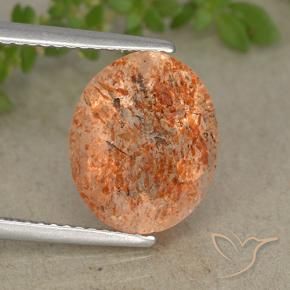 4.37 ct Orange Sunstone Stone, Natural Sunstone in Oval Facet Shape for Sale