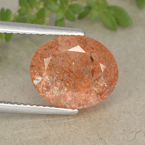 4.29ct Natural Grapefruit Orange Sunstone, Oval, Translucent