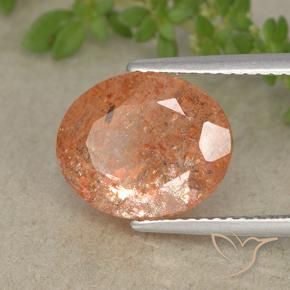 4.29 ct Orange Sunstone Stone, Natural Sunstone in Oval Facet Shape for Sale