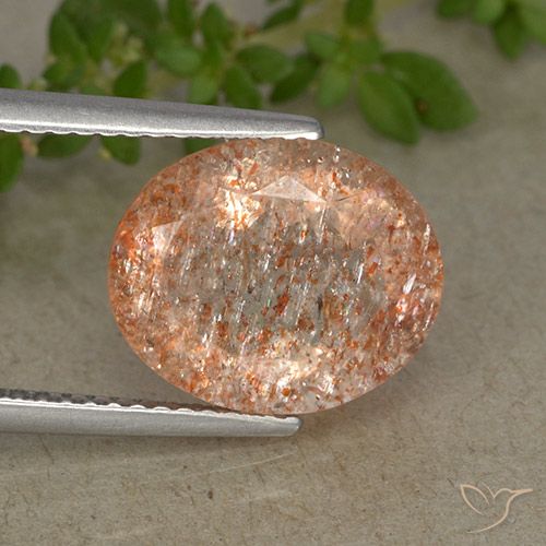 Light Tiger Orange Sunstone Gem - 4.4ct Oval Facet (ID: 494213)