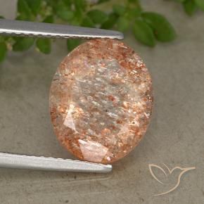 4.37 ct Orange Sunstone Stone, Natural Sunstone in Oval Facet Shape for Sale