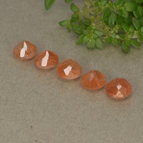 Sunstone Gemstones in 5 mm (calibrated) Size for Sale, Sunstone Stones in Medium Orange Color