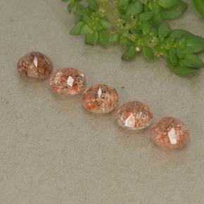 Sunstone Gemstones in 5 mm (calibrated) Size for Sale, Sunstone Stones in Medium-Light Orange Color