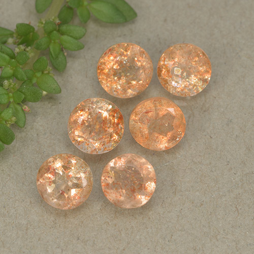 Light Tiger Orange Солнечный Камень Камень - 0.5ct Круглая Фасетная Огранка (ID: 494226)
