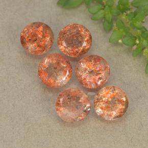 3.33 ctw Orange Sunstone Stones, Natural Sunstone in Round Facet Shape for Sale