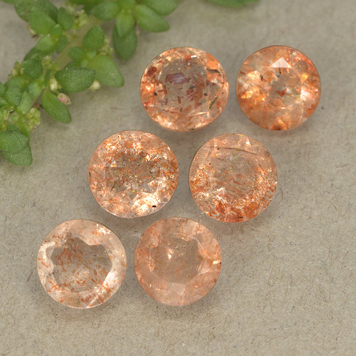 Ginger Orange Sunstone Gem - 0.5ct Round Facet (ID: 494229)
