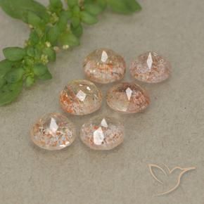 Sunstone Gemstones in 5 mm (calibrated) Size for Sale, Sunstone Stones in Light Tiger Orange Color