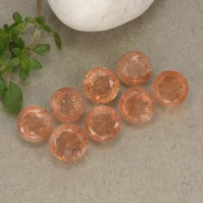Reddish Orange Sunstone Gem - 0.5ct Round Facet (ID: 494271)