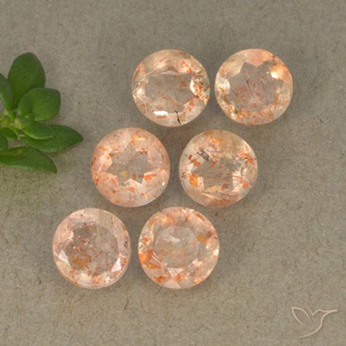3,13 ct orangefarbener Sonnenstein, 5,1 mm Rundschliff aus Indien, Photo A