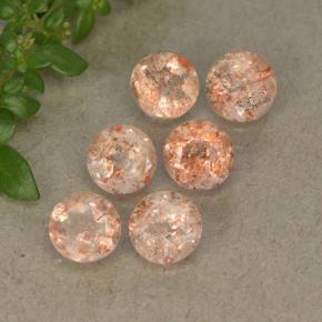 3.12 ctw Orange Sunstone Gemstones, Sunstone Gems in Round Facet Shape for Sale.