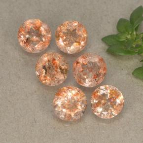 3.21 ctw Orange Sunstone Stones, Natural Sunstone in Round Facet Shape for Sale