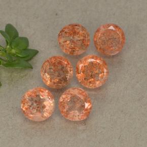 3.36 ctw Orange Sunstone Gemstones, Sunstone Gems in Round Facet Shape for Sale.