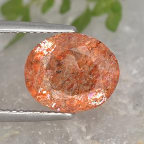 3.58 ct Orange Sunstone Gemstone, Sunstone Gem in Oval Facet Shape for Sale.