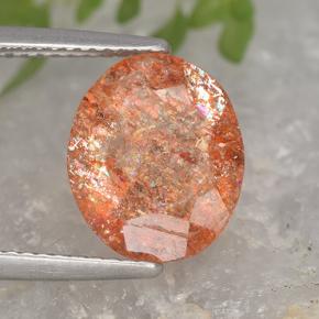 3.58 ct Orange Sunstone Stone, Natural Sunstone in Oval Facet Shape for Sale
