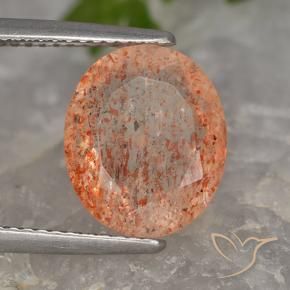 4.55 ct Orange Sunstone Stone, Natural Sunstone in Oval Facet Shape for Sale