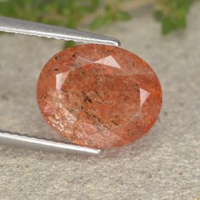 3.54 ct Orange Sunstone Gemstone, Sunstone Gem in Oval Facet Shape for Sale.