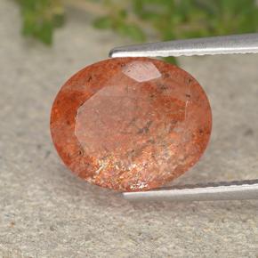 3.54 ct Orange Sunstone Stone, Natural Sunstone in Oval Facet Shape for Sale
