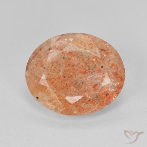 4.02 ct Orange Sunstone Stone, Natural Sunstone in Oval Facet Shape for Sale