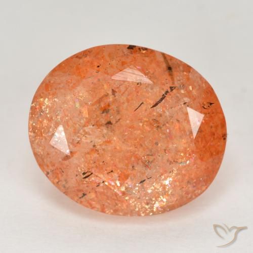 5.10ct Natural Reddish Orange Sunstone, Oval, Translucent