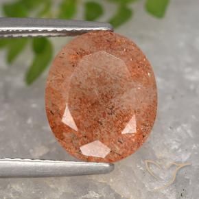 4.27 ct Orange Sunstone Stone, Natural Sunstone in Oval Facet Shape for Sale