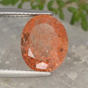 3.78 ct Orange Sunstone Stone, Natural Sunstone in Oval Facet Shape for Sale