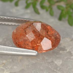 Sunstone Gemstone in 11.8 x 9.6 mm Size for Sale, Sunstone Stone in Grapefruit Orange Color