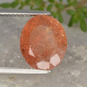 3.94 ct Orange Sunstone Stone, Natural Sunstone in Oval Facet Shape for Sale