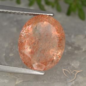 4.19 ct Orange Sunstone Stone, Natural Sunstone in Oval Facet Shape for Sale